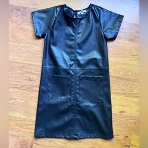 Appaman black faux leather girls dress with pockets size 10